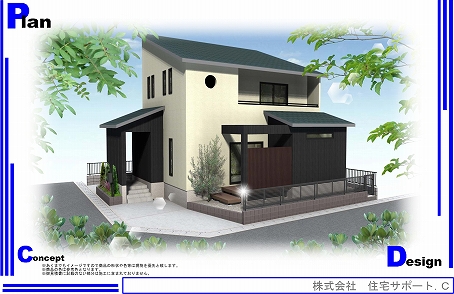 新築エクステリア外構工事(埼玉県幸手市)のイメージパース図