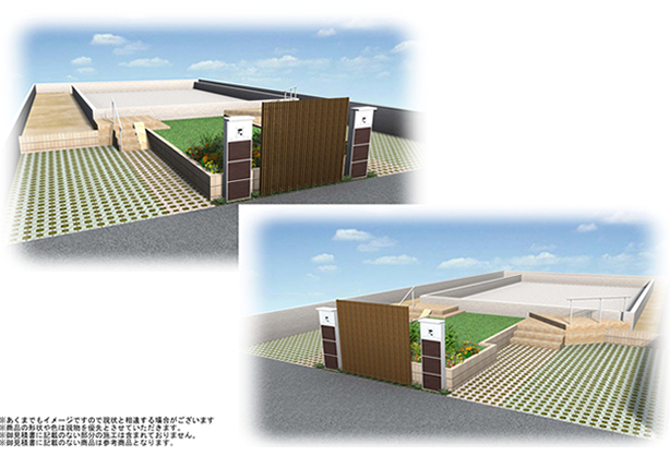 エクステリア外構工事のイメージパース図(埼玉県上尾市)