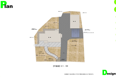 駐車場、庭、アプローチなどの新築エクステリア外構工事(埼玉県比企郡嵐山町)図面